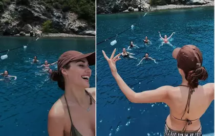 Hande Erçel arkadaşlarıyla mavi turda